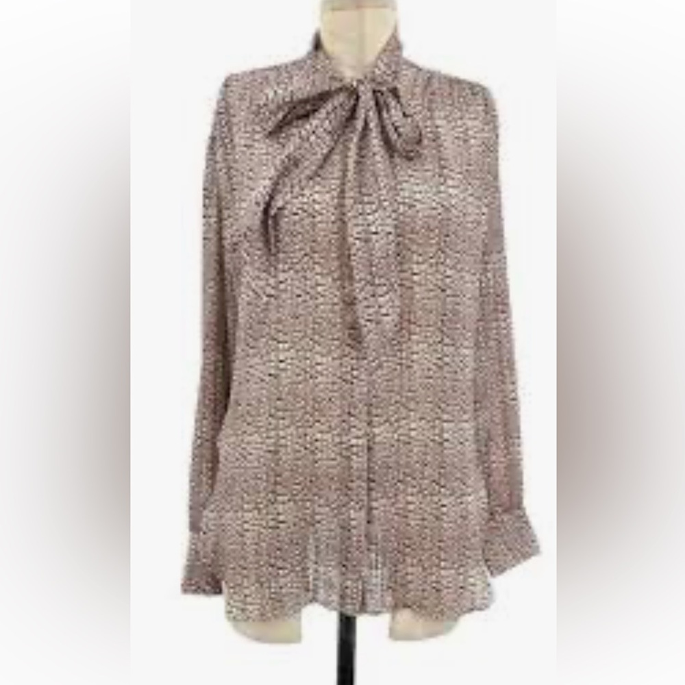 Reiss Kelsie tie neck with metallic gold thread